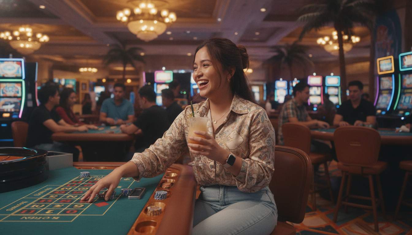 Exciting Gaming Experience Woman enjoying a casino game